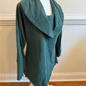 Women’s green soft surroundings cowl neck silk blend XL tunic
